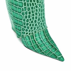 Botas de tiburón con candado y pantorrilla ancha, con diseño personalizado, con cuña de cocodrilo verde y tacones altos, para mu - Product Image 6