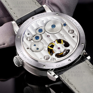 Orologio Meccanico Tourbillon Scheletrato <span class=keywords><strong>con</strong></span> Riserva di Carica e Calendario, Cassa <span class=keywords><strong>in</strong></span> Acciaio Inossidabile, <span class=keywords><strong>Cinturino</strong></span> <span class=keywords><strong>in</strong></span> <span class=keywords><strong>Pelle</strong></span> - Orologio di Lusso da <span class=keywords><strong>Uomo</strong></span> - Product Image 5