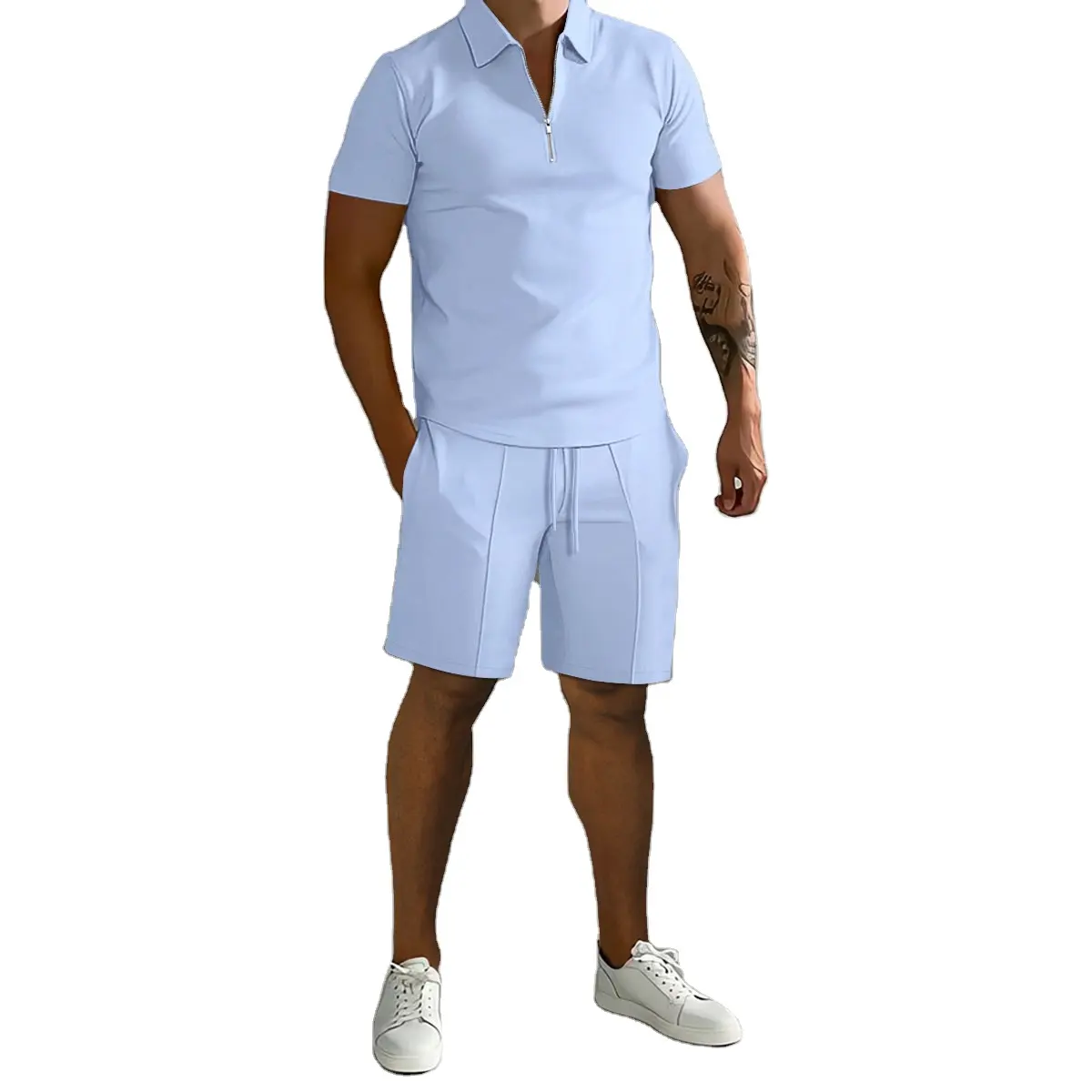 2023 High-quality Summer Custom Logo Casual Gym Sports Wear Polo Shirt And Shorts Men's Suit