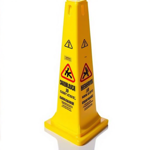Cono de Seguridad Multilingüe Amarillo, Señal de Precaución para Piso Mojado, 30 Pulgadas de Altura, Cono de Advertencia de Riesgo de Resbalones - Product Image 2