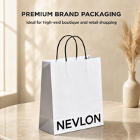 Sac en papier kraft blanc écologique personnalisé avec poignée pour l'emballage des bougies, les cadeaux et les achats