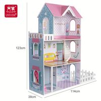 Maison de poupée en bois bleue Beluxe, ensemble de jouets DIY pour enfants de 2 à 7 ans, meubles miniatures