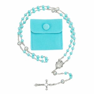 Rosario Personalizzato in Argento con Perle di Vetro e Crocifisso per Prima Comunione, Matrimonio o Regalo di Cresima - Product Image 4