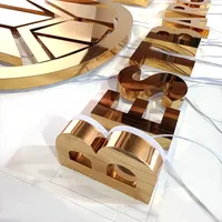 GFaceDurable Lettres lumineuses 3D en acier inoxydable doré titane avec rétroéclairage LED, étanches IP65, pour bijouterie et automobile