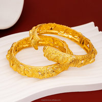 Bracelets de luxe à boucle avec motif floral, bracelets dorés de style Dubaï pour femmes, bijoux de mariage, vente en gros