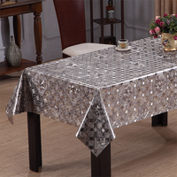 Nappe en PVC RNPT, motif géométrique diamant argenté, avec support en tissu opaque, facile à nettoyer, pour salle à manger, hôtel, restaurant