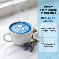 Échantillons Gratuits OEM Amaz – Sachet de Lait Thé Latte Instantané avec Supplément de Spiruline Bleue et Extrait Herbal de Lavande – Poudre de Latte à la Lavande
