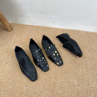 Nouvelles Mules en Crin de Cheval, Tendance Chinoise, Chaussures Plates à Bout Carré et Semelle Souple Effet Encre Éclaboussée pour Femmes
