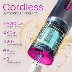 <b>USB</b> Rechargeable LCD Display Cordless Hair Curling Iron Automatic Wireless Rotating Deep Waver Fast <b>Heating</b> for Home Hotel Use - Product Image 2