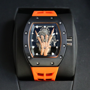 Luxury <strong>Watches</strong> for <strong>Men</strong> 52-01 Style Skull Tourbillon Black Ceramic Case Gold Skull Manual Mechanical <strong>Watch</strong> Skeleton Wristwatch - Product Image 1