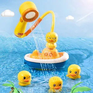 Toptan sıcak satış yüzen küvet oyuncaklar enayi elektrikli ördek duş başlığı su püskürtme ördek yağmurlama banyo oyuncak çocuklar için