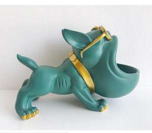 Stockage grande bouche de <span class=keywords><strong>chien</strong></span> bleu, téléphone à thème d'animaux avec cadre de lunettes en or, Figurines de décoration intérieure, clé ou bol à bonbons, en résine, plat à bonbons pour <span class=keywords><strong>chien</strong></span>, décoration de la maison - Product Image 1