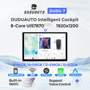DUDUAUTO Caméra panoramique 360° Capteur <span class=keywords><strong>Sony</strong></span> Universel Sans fil CarPlay Android Auto DAB+ 2K QLED Double bande GPS DSP CE Autoradio - Product Image 1