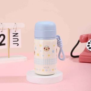 Cartoon Stainless Steel Vacuum <b>Flask</b> For Children With Rope Handle Red Pink Green White Color Options - Product Image 4