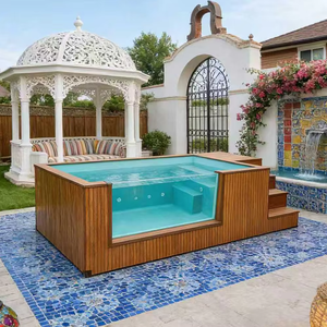 Piscine hors sol rectangulaire pour enfants en fibre de verre, résistante aux UV, durable, facile à installer, portable, pour l'été - Product Image 1