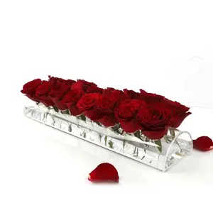 Manufacturer factory supplier Rectangular Clear Acrylic Flower Vase rose Acrylic Box Acrylic Flower Centerpiece clear vase