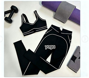 2026 Aol0 Two-Piece Contrasting Colors Sports Set with Bra <strong>Leggings</strong> Comfortable Elastic Breathable Spandex Polyester Yoga Sets - Product Image 1