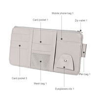 Pare-soleil de voiture multi-poches en cuir PU organisateur sac de rangement de voiture petite pochette de rangement de documents