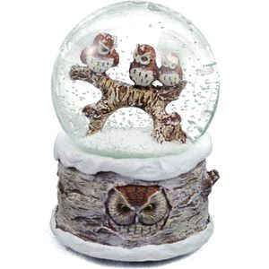 Búhos de invierno 100mm Globo de nieve de vidrio ecológico juega Carol of the Bells para decoración de hogar u oficina - Product Image 2