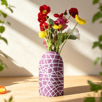 Vase en papier pliable et imperméable, imprimé artistique personnalisé, vase à fleurs de table pour décoration de la maison, boîte à fleurs