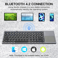 Teclado Plegable Inalámbrico de Alta Calidad con Touchpad para Teléfono Móvil, Tablet y PC con iOS/Android/Windows, Teclado Bluetooth