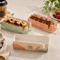 Boîte à gaufres personnalisée en carton avec fente pour bâtonnets, idéale pour gaufres, hot-dogs, desserts, snacks et emballages à emporter