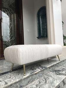 Modern Luxury Eco-Friendly Durable Pleated <b>Ottoman</b> Bench Gold Metal Legs for Hotel Apartment Villa Bedroom Living Room Storage - Product Image 4