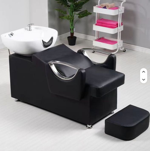 High End Portable Shampoo Chair Hair Salon Use Fiberglass Basin Semi-Reclining Flushing <b>Bed</b> Water <b>Heater</b> Modern Design - Product Image 6