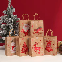 Conception festive impression sac cadeau en papier kraft de Noël artisanal haut de gamme avec cartes de vacances