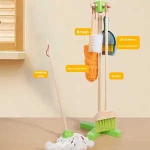 Ensemble de balai de <span class=keywords><strong>jouet</strong></span> de balayage <span class=keywords><strong>en</strong></span> <span class=keywords><strong>bois</strong></span> pour enfants garçons et filles semblant jouer nettoyage outils d'entretien ménager - Product Image 2