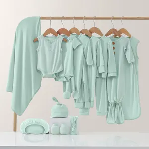 Custom GOTS Organic Bamboo Summer Baby Gift Set Newborn Pajamas Bodysuit Baby Rompers Clothes