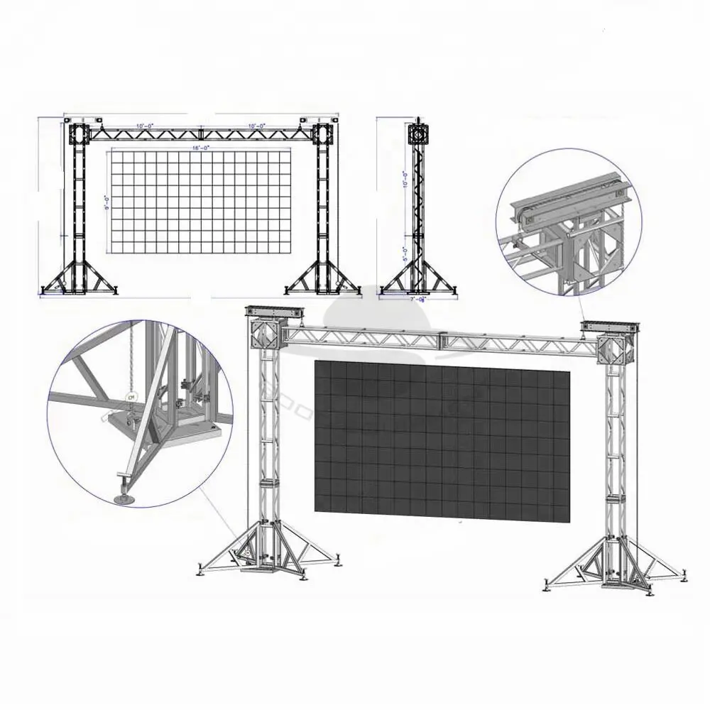 Stage roof truss stacking system display for LED concert event show
