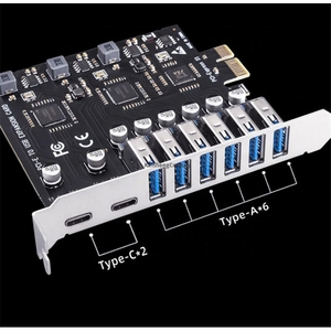 Carte USB 3.2 PCIe X1 vers USB Gen1 5 Gbps 8 ports (6 USB A + 2 Type C) avec puce VL805+NEC720210, adaptateur convertisseur, extension, répartiteur PCIe - Product Image 5