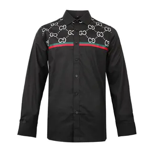 Chemise tissée à col rabattu décontractée de haute qualité et au design personnalisé pour hommes