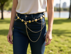 Women's Zinc Alloy Retro <b>Waist</b> <b>Chain</b> Gold Plated Standard Length Daily Wear - Product Image 2