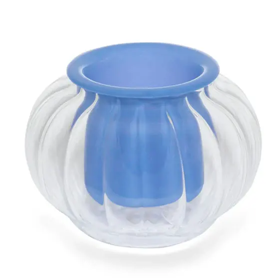 Custom Geblazen Kleine Retro Clear Geribbeld Borosilicaat Decoratief Glas Self Watering Bloempot Voor Huis Tuin Decoratie