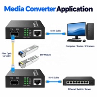 2 Paket Konverter Fiber ke RJ45 1000M, Konverter Media Gigabit SFP Tanpa Manajemen, Transceiver Single Mode 120Km, Grosir Produsen