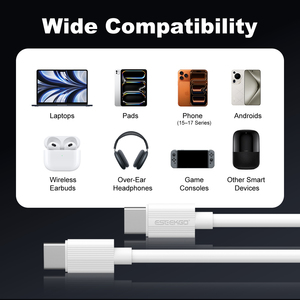 Câble de données USB-C vers USB-C à charge rapide ESEEKGO G-01AW 1M 3.3FT Noir pour Ordinateurs Portables et Téléphones Mobiles - Product Image 4