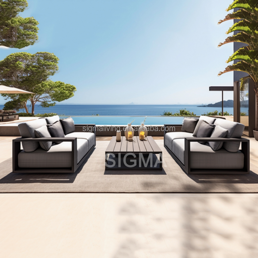 Factory New Design Patio Outdoor Furniture Sofa Set Large Aluminum Outdoor Garden Single Sofa