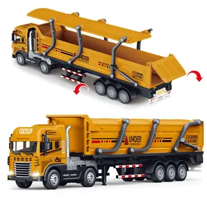 1:24 Friction alloy engineering transport vehicle toy with light diecast truck model real metal car toy