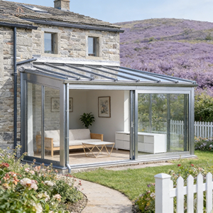 Veranda di Lusso con Tetto Rigido in Vetro e Telaio in Alluminio, Stanza Esterna Impermeabile per Tutte le Stagioni - Product Image 1