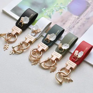 Yy Hot Bán xe Móc Chìa Khóa cá nhân Faux Leather Key Ring Keychain có thể tháo rời Hợp kim kim loại nhẫn phím chủ Fob