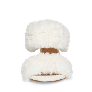 Chaussures pour femmes en peluche blanche personnalisées, talons en cuir PVC, talons hauts pour femmes, talons épais carrés, pantoufles à enfiler - Product Image 5