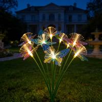 Lumière solaire LED papillon à fibres optiques, extérieure, IP65, étanche, pour jardin, pelouse, patio, villa, allée, paysage, décorations de fêtes et de festivals