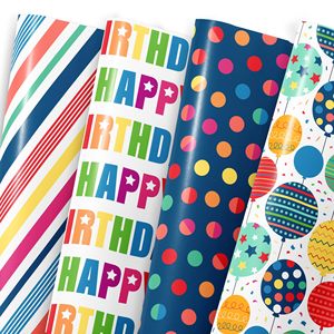 Carta da Regalo per <span class=keywords><strong>Compleanno</strong></span> con Pois e Palloncini Colorati per Ragazzi e Ragazze, <span class=keywords><strong>20</strong></span> x 28 Pollici, per Confezioni Regalo Festive - Product Image 1