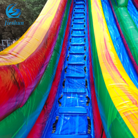 Vente chaude 23 pieds de haut enfants et adultes Double voies eau tropicale palmier toboggan gonflable avec piscine