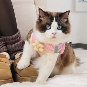 Ensemble de harnais pour chat et petit chien à motif floral en gros, harnais respirant pour animaux de compagnie, laisse pour chiot, chaton, promenade - Product Image 2