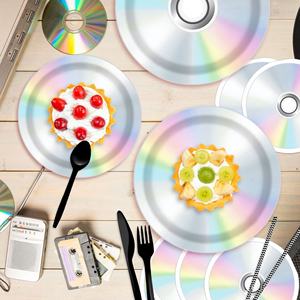 Moderne 4 pièces <span class=keywords><strong>Musique</strong></span> Fête Décoration <span class=keywords><strong>CD</strong></span> <span class=keywords><strong>CD</strong></span> Couverts Papier Bac Mouchoirs Combo Vente Chaude pour 8 Personnes - Product Image 1