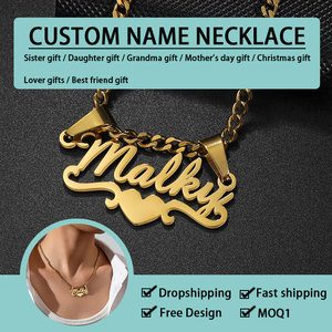 Joyería personalizada DIY Cadena de clavícula letra personalizada colgante regalo de Navidad 18K chapado en oro de acero inoxidable nombre collar - Product Image 3