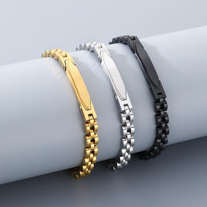 Bracelet chaîne de montre en acier inoxydable gravable sur mesure de 6 mm <span class=keywords><strong>pour</strong></span> hommes et femmes |   <span class=keywords><strong>Bijoux</strong></span> unisexes <span class=keywords><strong>pour</strong></span> couples, ajustables, <span class=keywords><strong>or</strong></span>, argent, noir - Product Image 1